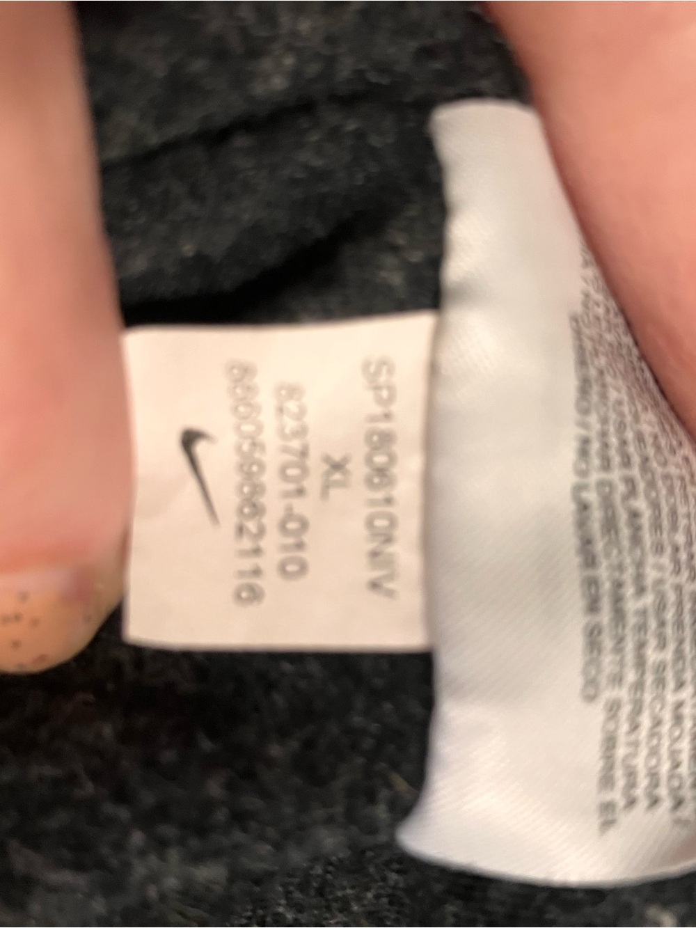 Nike Men’s blue Hoodie Sweatshirt with White Swoosh (very small patched hole) - Picture 3 of 11